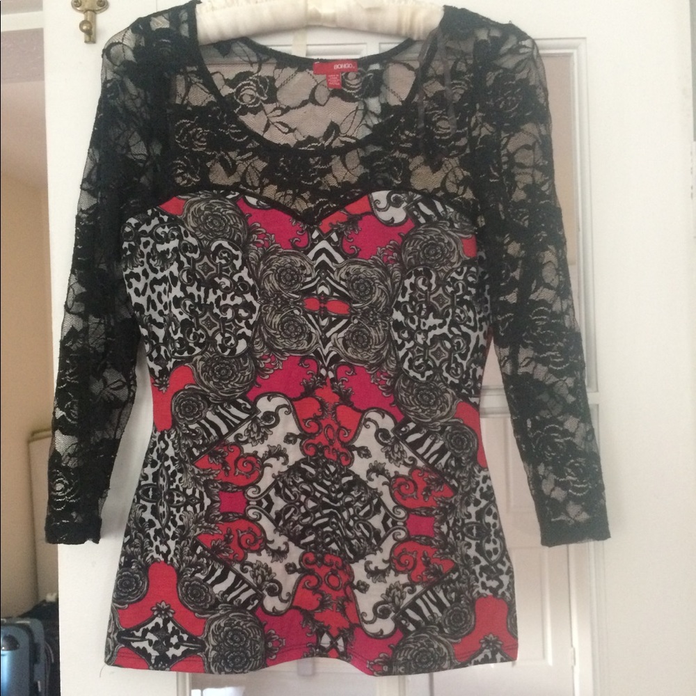 Black lace sleeve shirt